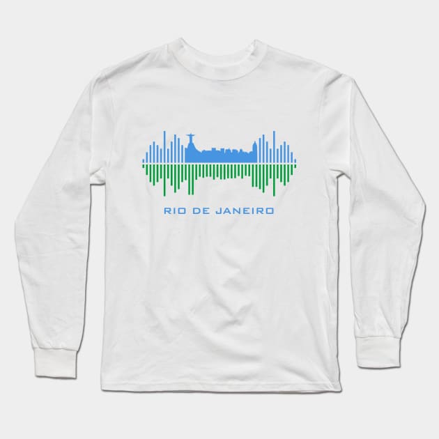 Rio De Janeiro Soundwave Long Sleeve T-Shirt by blackcheetah